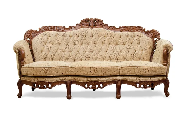 Klassisk snidade trä soffa — Stockfoto
