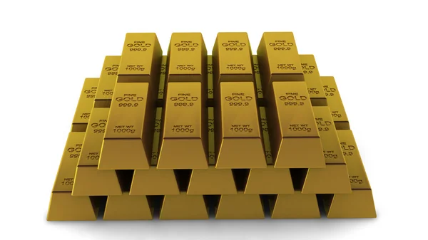 3D render van gouden stack — Stockfoto