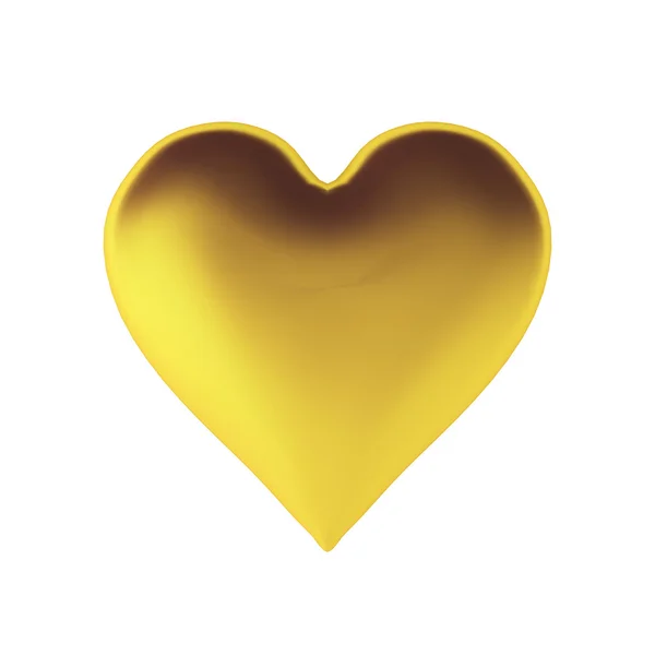 3D-Darstellung des goldenen Herzens — Stockfoto