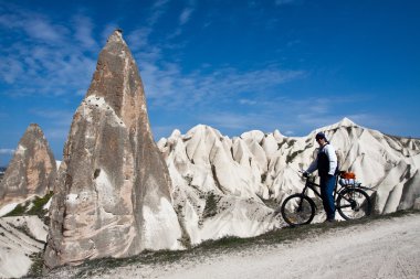 Biker in Cappadocia. clipart
