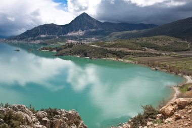 Egirdir lake with turkish mountain. clipart