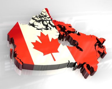 3d flag map of canada clipart