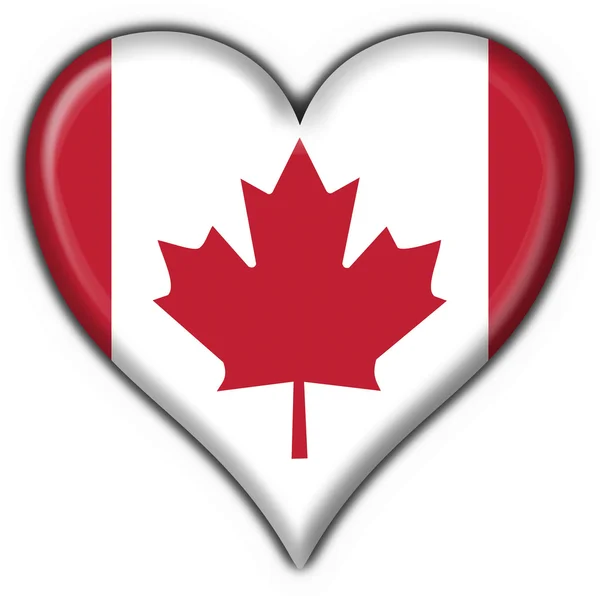 Canada american button heart flag — Stock Photo, Image