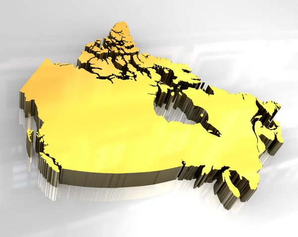 कनाडा का 3 डी स्वर्ण नक्शा — स्टॉक फ़ोटो, इमेज