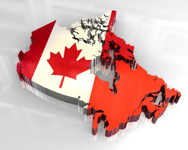 3d flag map of canada — Stock Photo, Image