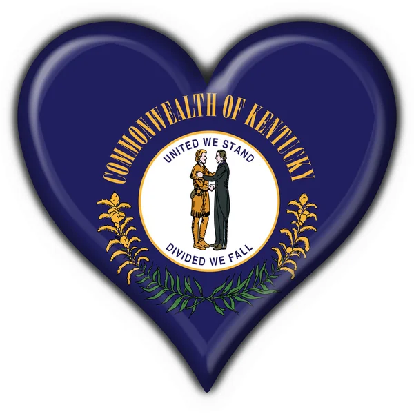 Botón Kentucky (USA State) bandera forma de corazón — Foto de Stock