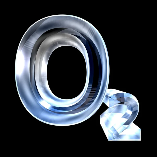 Fórmulas de química 3d em vidro de oxigênio — Fotografia de Stock