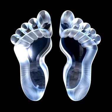 3d made - foot prints in glass clipart