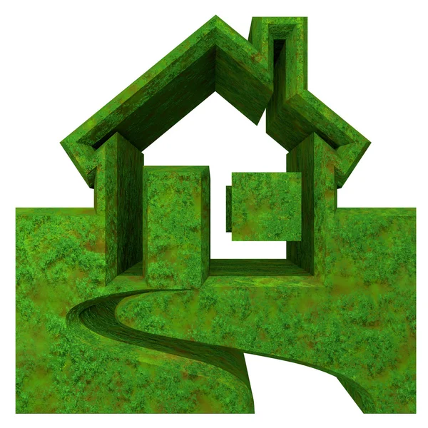 stock image House Icon in grass - 3d made