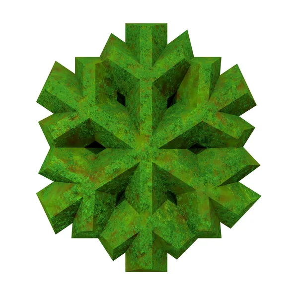 3D made - Snowflake in grass — Stok fotoğraf