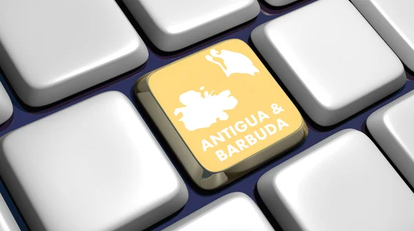 Keyboard (detail) with Antigua & Barbuda map key — Stock Photo, Image