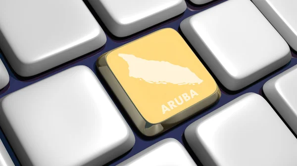 Toetsenbord (detail) met Aruba kaart sleutel — Stockfoto
