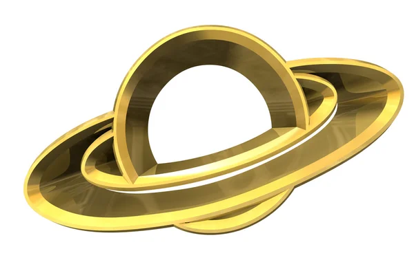 Символ платты Сатурна из золота - 3d сделано — стоковое фото