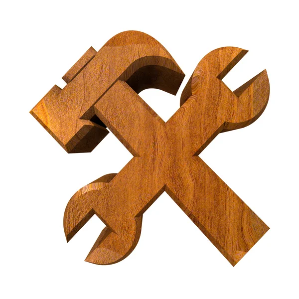 Βιομηχανικής εργασίας σύμβολο στο ξύλο (3d έκανε) — Φωτογραφία Αρχείου