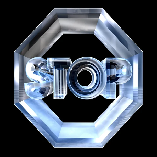 3d made STOP symbol in glass — Stock Photo, Image
