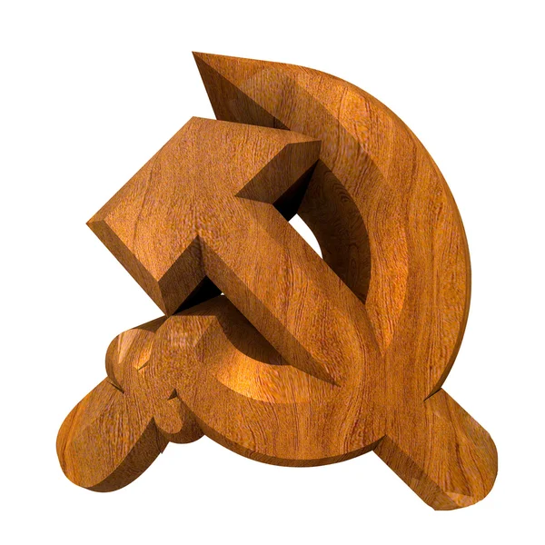 3D wykonane sierp i młot symbol w drewno — Zdjęcie stockowe