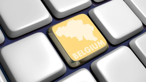 Klávesnice (detail) s klíčem mapa Belgie — Stock fotografie