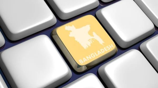 Klavye (detay) ile Bangladeş Haritası anahtar — Stok fotoğraf