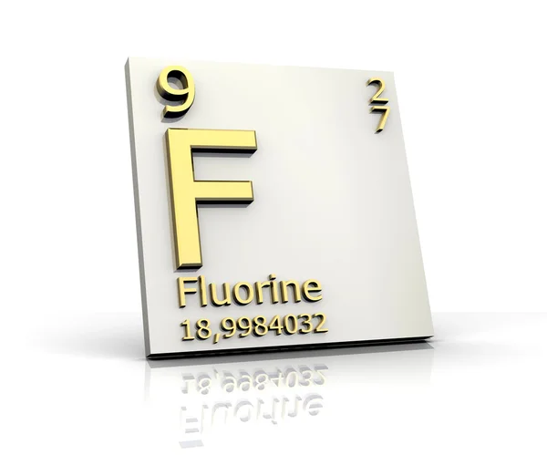 Fluor formulier periodieke tabel van elementen — Stockfoto