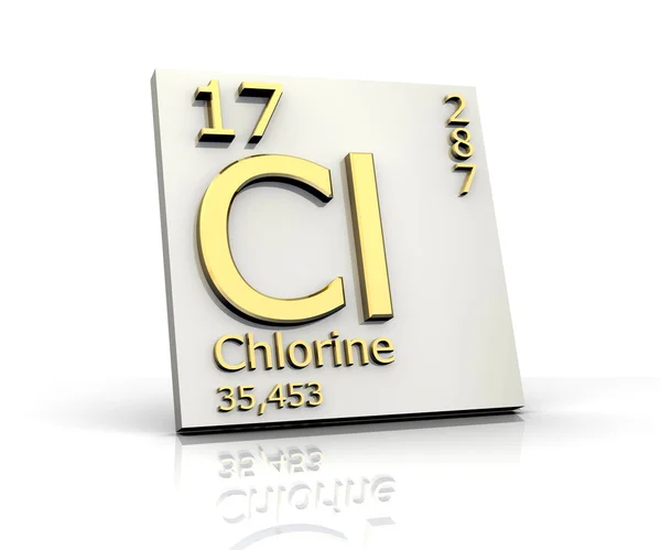 Chloor formulier periodieke tabel van elementen — Stockfoto