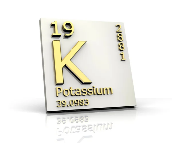 Forme de potassium Tableau périodique des éléments — Photo