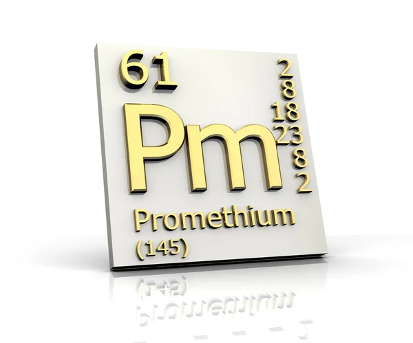 : promethium • prométhium formularz układ okresowy pierwiastków — Zdjęcie stockowe
