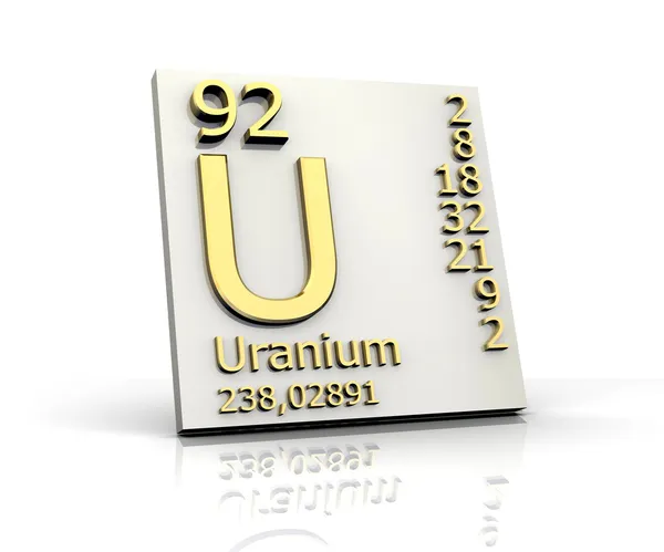 Uranyum formu periyodik cetvel elementlerin — Stok fotoğraf