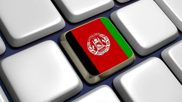 Klawiatura (detal) kluczem flaga Afganistanu — Zdjęcie stockowe