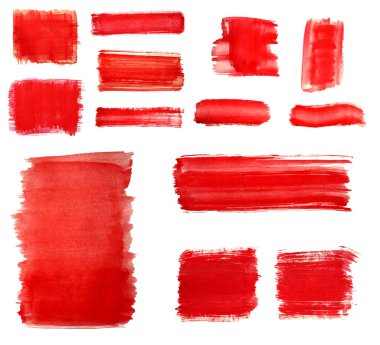 kırmızı boya fırça darbesiyle çizilmiş bir dizi