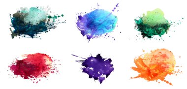 Set of watercolor abstract hand painted backgrounds clipart