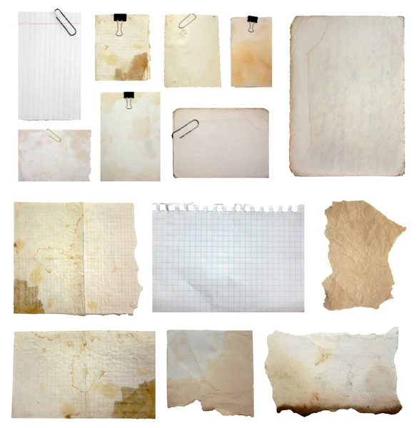 Conjunto de notas de papel aisladas sobre fondo blanco — Foto de Stock