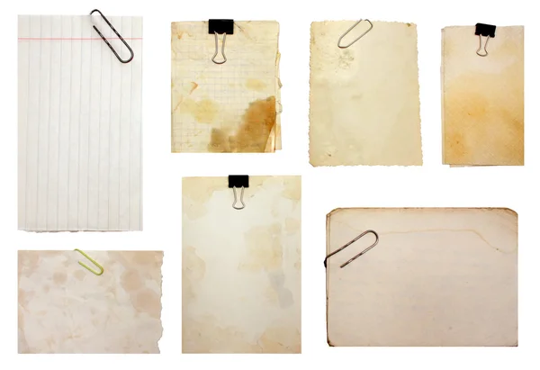 Conjunto de notas de papel isoladas sobre fundo branco — Fotografia de Stock