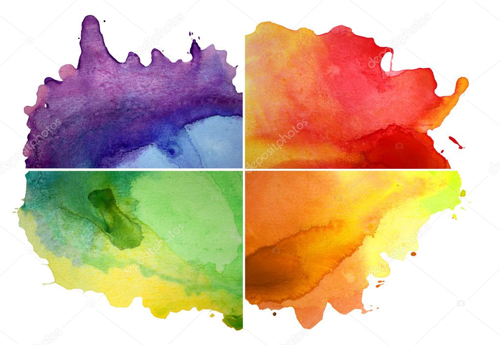 Set of watercolor abstract hand painted backgrounds