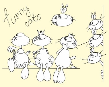 Happy cartoon cats clipart