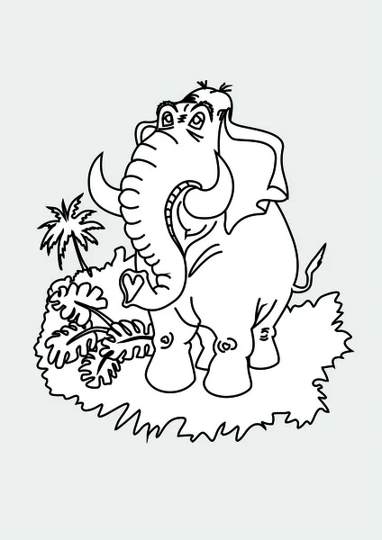 Illustrazione del profilo vettoriale dei cartoni animati dell'elefante — Vettoriale Stock