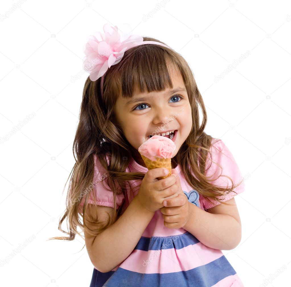 Little girl with ice cream in studio isolated — Stock Photo © Andrey