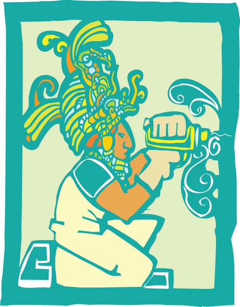 Ouvrier Maya avec Perceuse — Image vectorielle