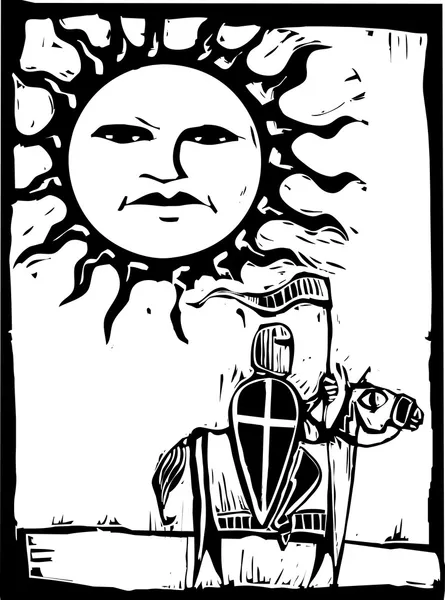 Güneş yüzü altında Knight — Stok Vektör