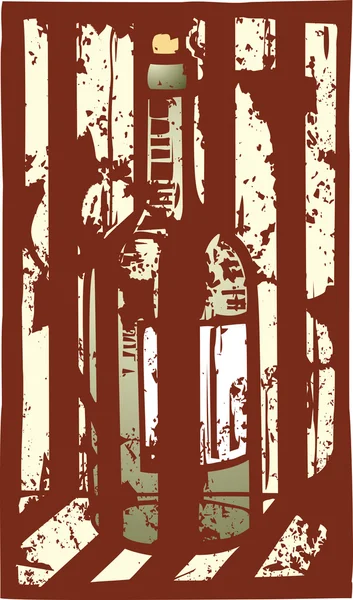 Bouteille de vin en détresse — Image vectorielle