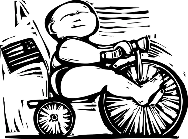 Bambino grasso sul triciclo — Vettoriale Stock