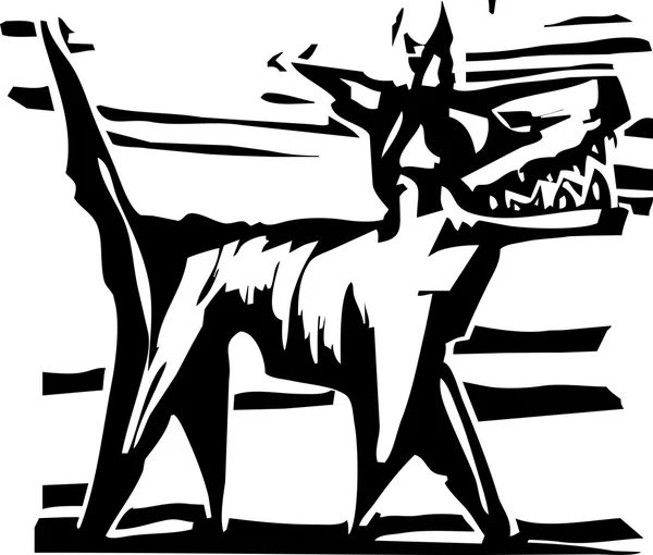 Houtsnede hond — Stockvector
