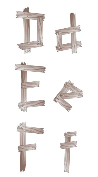Abc en bois fait à la main isolé sur blanc — Image vectorielle
