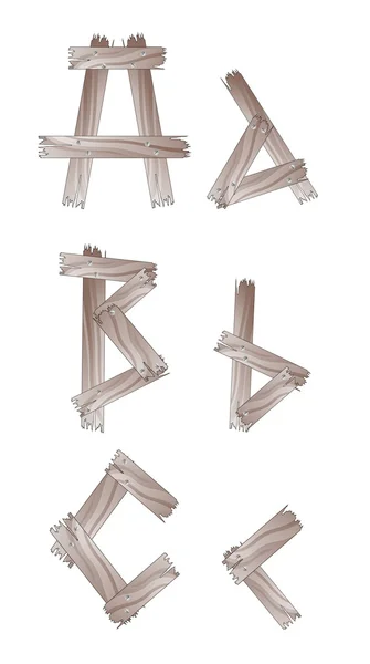 Abc en bois fait à la main isolé sur blanc — Image vectorielle