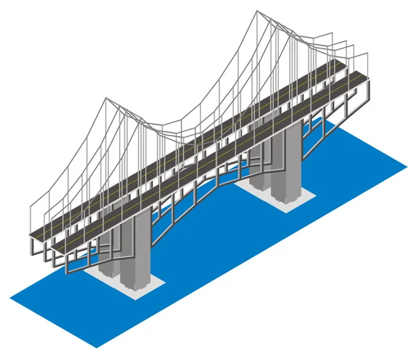 Izometryczny widok na most, na białym tle na białym tle — Wektor stockowy