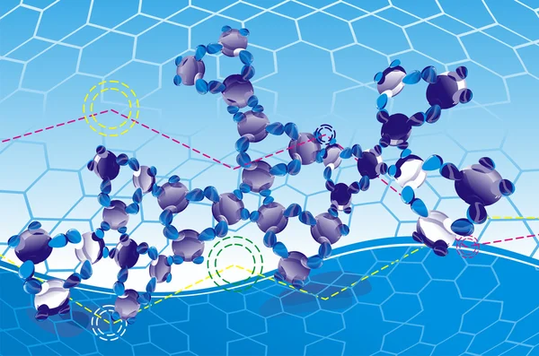Komplexa dna-molekylen på en abstrakt bakgrund — Stock vektor