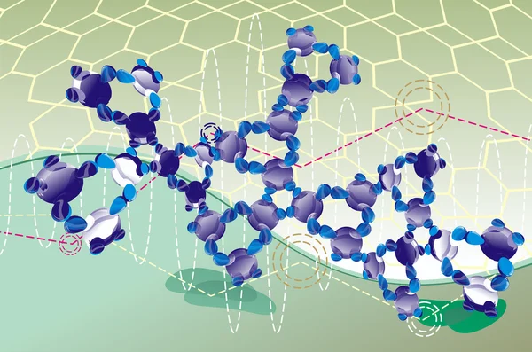 โมเลกุลดีเอ็นเอที่ซับซ้อนในพื้นหลังนามธรรม — ภาพเวกเตอร์สต็อก