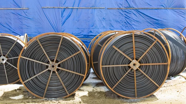 Large spools of electric cable — Stock Photo, Image