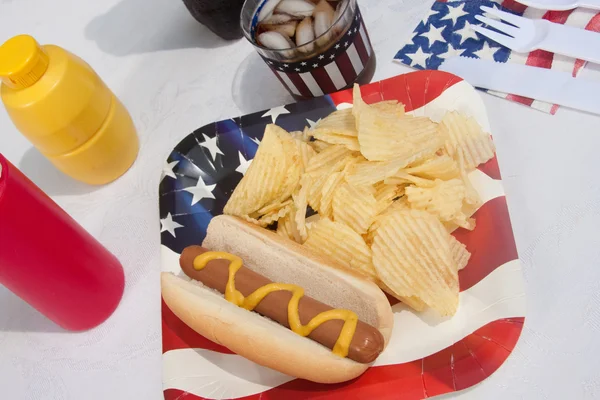 4. července hotdog moučky — Stock fotografie