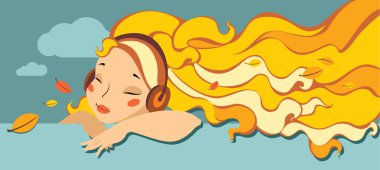 Autumn wind music clipart