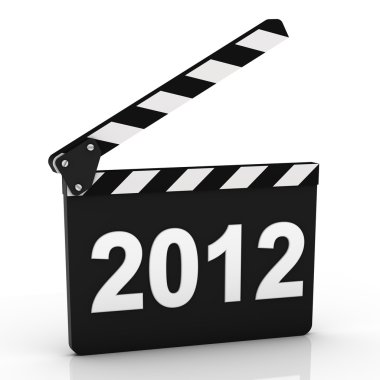 Opened Clapboard in Perspective with 2012 year clipart